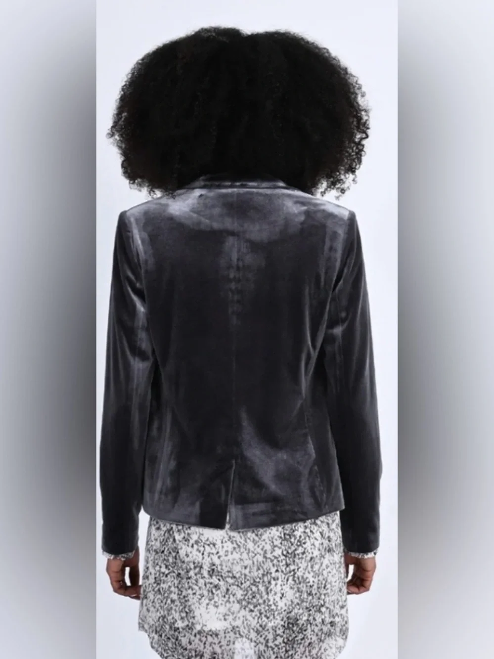 Molly Bracken Velvet Woven Jacket Blazer Gray Size Medium NWT